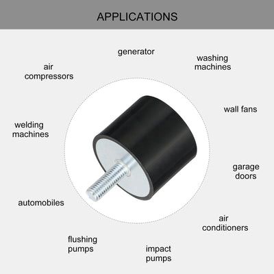 Harfington Uxcell M10 Gewinde Gummibuchsen, Schwingungsisolatoren, Zylindrischer Stoßdämpfer mit Stiften 50 x 40mm 2 Stück