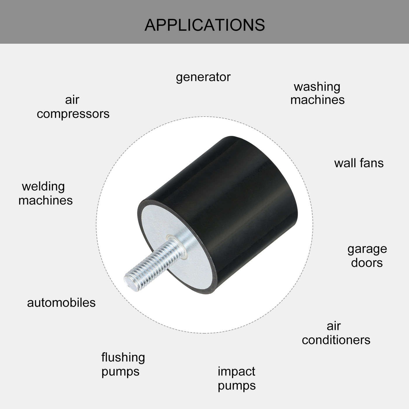 uxcell Uxcell M10 Thread Rubber Mounts, Vibration Isolators, Cylindrical W Stud 50 x 50mm 2pcs