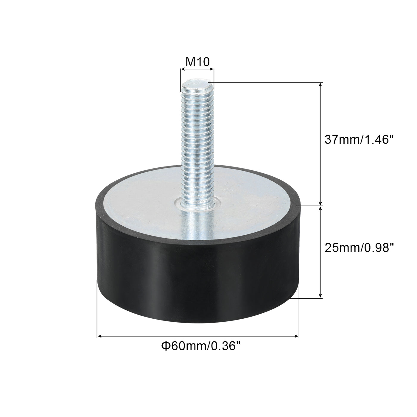 uxcell Uxcell M10 Gewinde Gummibuchsen, Schwingungsisolatoren, Zylindrischer Stoßdämpfer mit Stiften 60 x 25mm 2 Stück