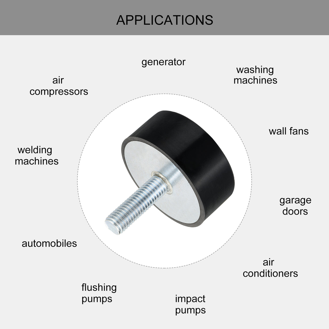 uxcell Uxcell M12 Thread Rubber Mounts, Vibration Isolators, Cylindrical W Stud 60 x 25mm 2pcs