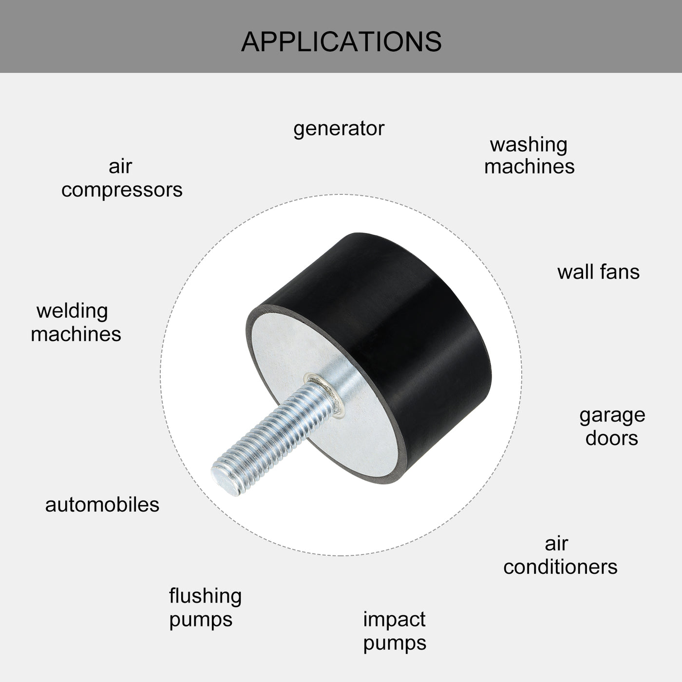 uxcell Uxcell M12 Thread Rubber Mounts, Vibration Isolators, Cylindrical W Stud 60 x 35mm 2pcs