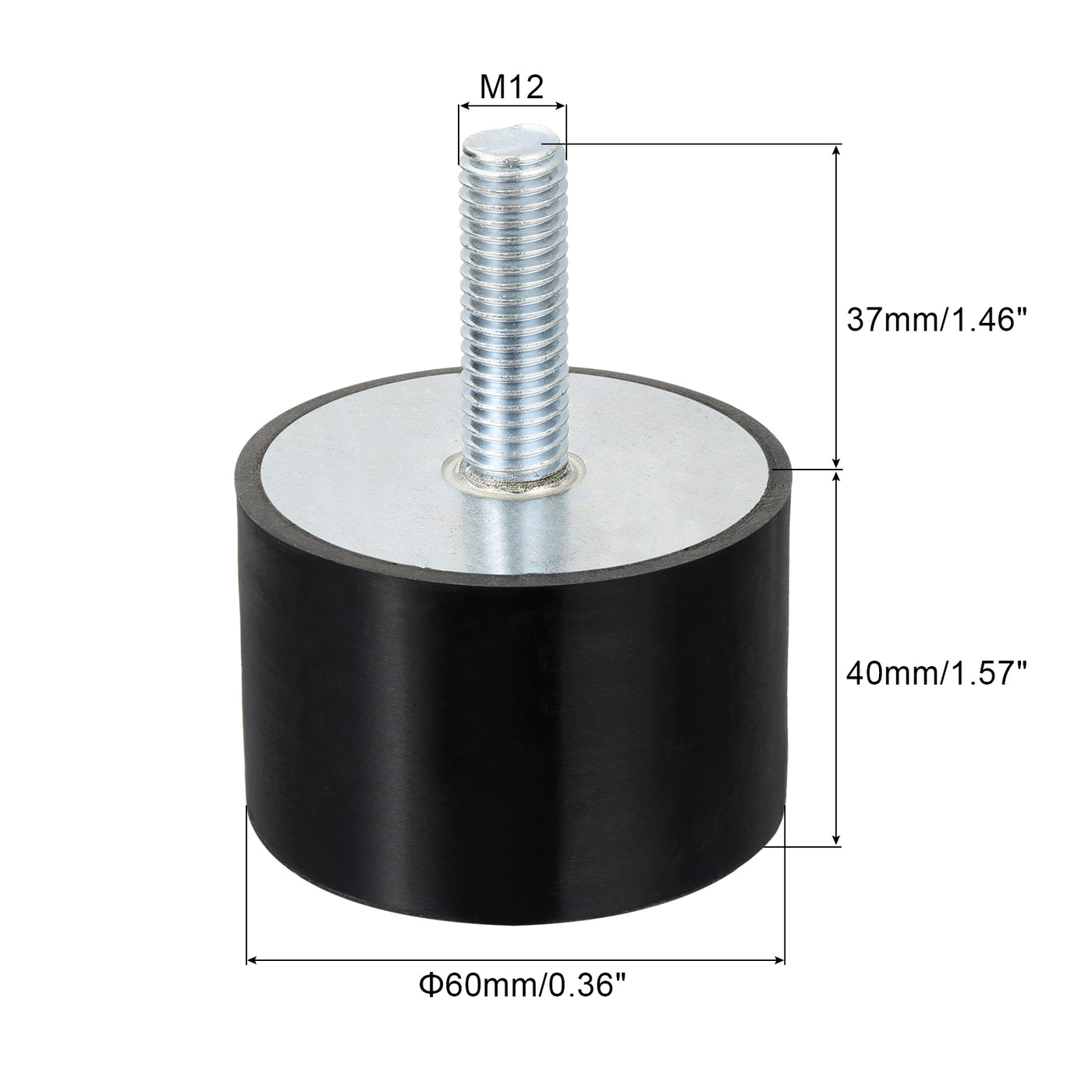 uxcell Uxcell M12 Gewindegummibuchsen, Schwingungsisolatoren, Zylindrischer Stoßdämpfer mit Stiften 60 x 40mm 2 Stück