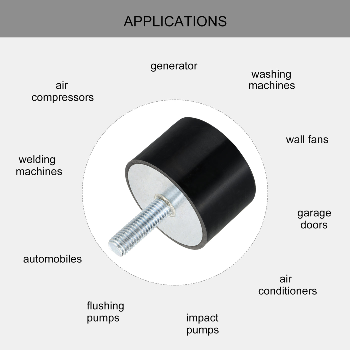 uxcell Uxcell M12 Thread Rubber Mounts, Vibration Isolators, Cylindrical W Studs 60 x 40mm