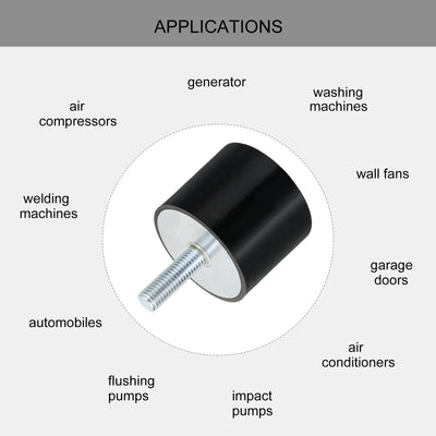 Harfington Uxcell M12 Gewinde Gummi Halterungen Vibrations Isolatoren Zylindrische Stoß Absorber mit Bolzen 60 x 50mm