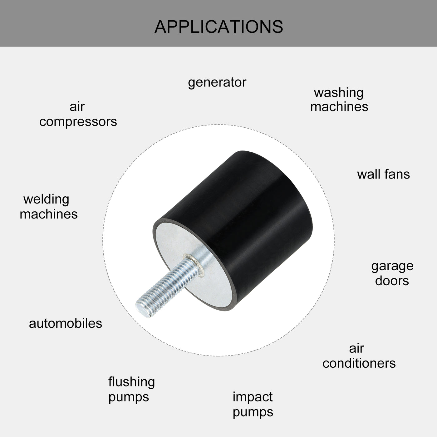 uxcell Uxcell M12 Thread Rubber Mounts, Vibration Isolators, Cylindrical W Studs 60 x 60mm