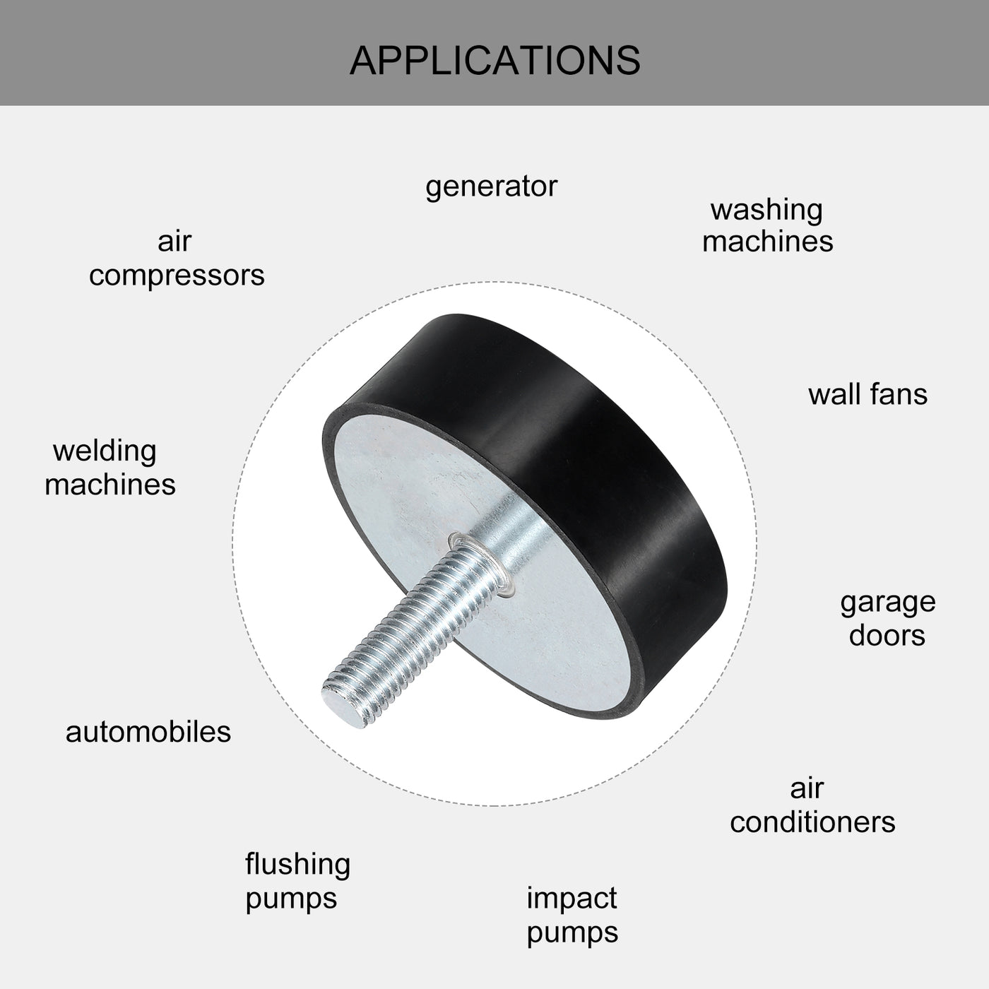 uxcell Uxcell M12 Thread Rubber Mounts, Vibration Isolators, Cylindrical W Studs 75 x 25mm