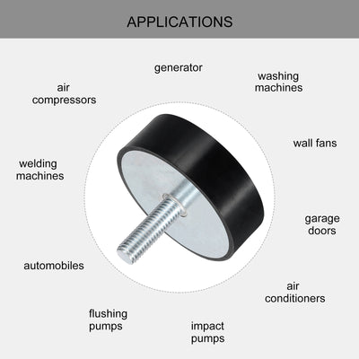 Harfington Uxcell M12 Thread Rubber Mounts, Vibration Isolators, Cylindrical W Studs 75 x 25mm