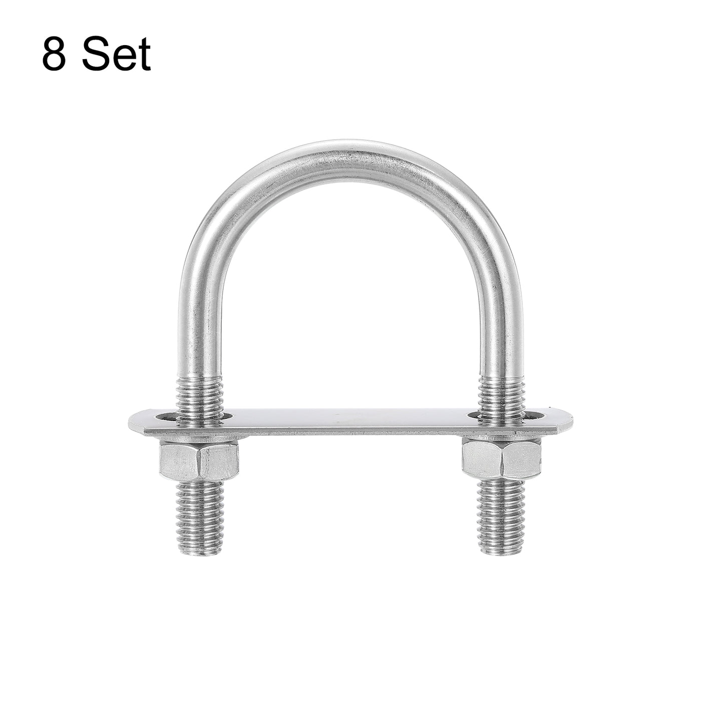 uxcell Uxcell 8 Set U Schrauben M10 x 51mm ID x 85mm Länge Runde U Bügelschraube Edelstahl 304 Klammer Schellen U-Bolzen mit Gewinde Muttern Rahmenplatte Unterlegscheibe für Rohr Befestigung