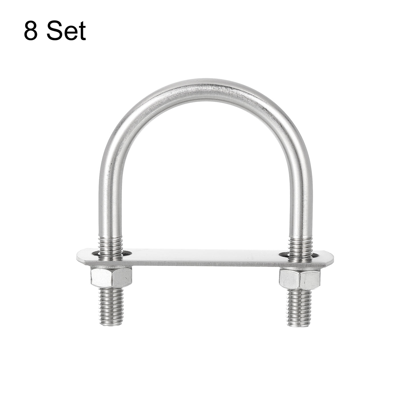 uxcell Uxcell 8 Set U Schrauben M10 x 63mm ID x 97mm Länge Runde U Bügelschraube Edelstahl 304 Klammer Schellen U-Bolzen mit Gewinde Muttern Rahmenplatte Unterlegscheibe für Rohr Befestigung