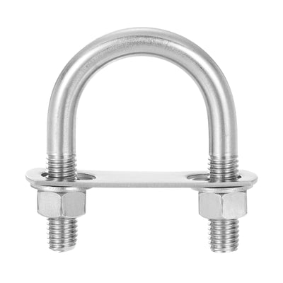 Harfington Uxcell Round U-Bolts, 8 Sets 48mm Inner Width 81mm Length M12 with Nuts and Plates