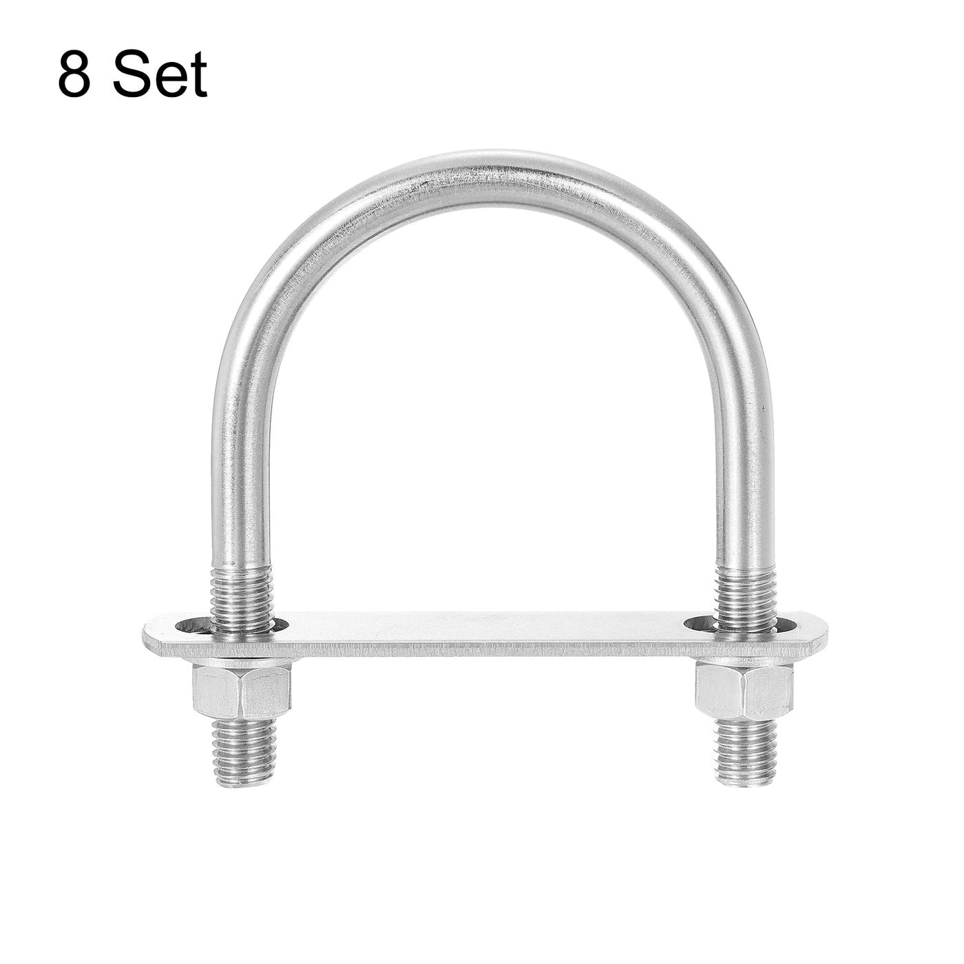 uxcell Uxcell 8 Set U Schrauben M12 x 77mm ID x 114mm Länge Runde U Bügelschraube Edelstahl 304 Klammer Schellen U-Bolzen mit Gewinde Muttern Rahmenplatte Unterlegscheibe für Rohr Befestigung