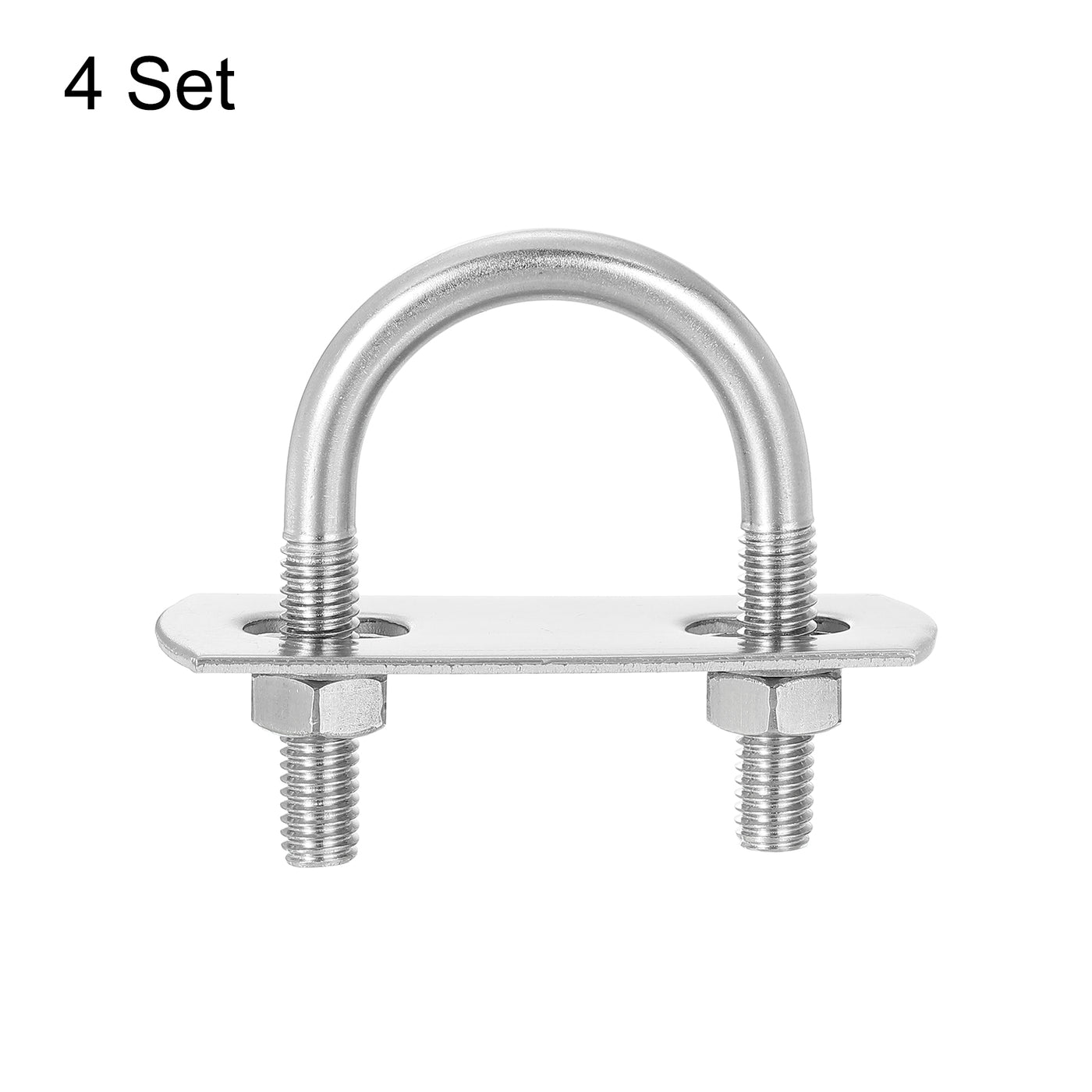 uxcell Uxcell 4 Set U Schrauben M6 x 25mm ID x 45mm Länge Runde U Bügelschraube Edelstahl 304 Klammer Schellen U-Bolzen mit Gewinde Muttern Rahmenplatte Unterlegscheibe für Rohr Befestigung