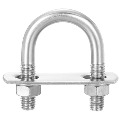 Harfington Uxcell Round U-Bolts, 4 Sets 24mm Inner Width 49mm Length M8 with Nuts and Plates