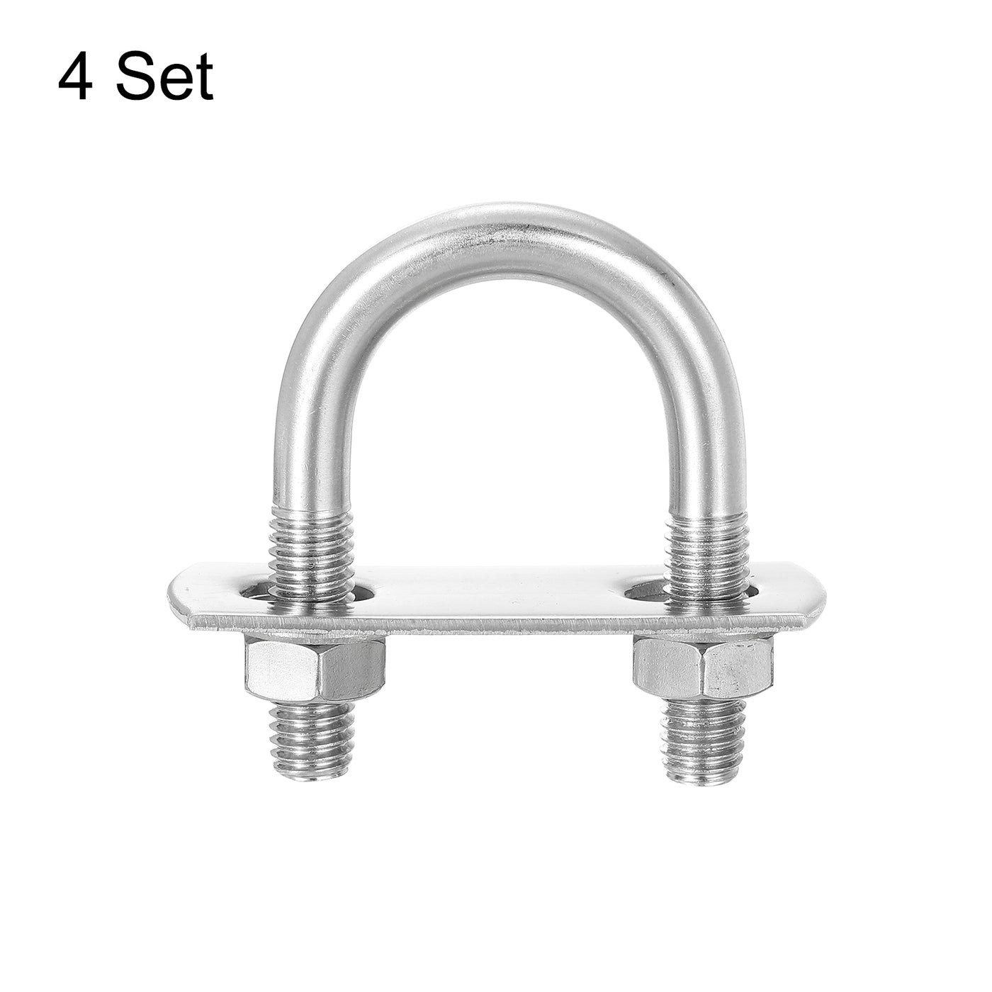 uxcell Uxcell 4 Set U Schrauben M8 x 25mm ID x 52mm Länge Runde U Bügelschraube Edelstahl 304 Klammer Schellen U-Bolzen mit Gewinde Muttern Rahmenplatte Unterlegscheibe für Rohr Befestigung