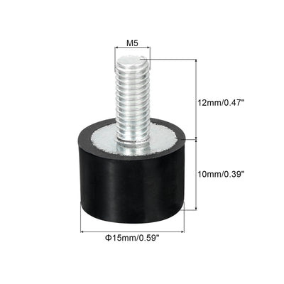 Harfington Uxcell M5 Thread Rubber Mounts, Vibration Isolators, Cylindrical W Studs 15 x 10mm 4pcs