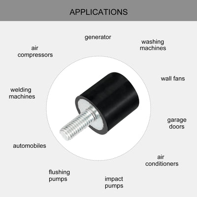 Harfington Uxcell M5 Thread Rubber Mounts, Vibration Isolators, Cylindrical W Studs 15 x 15mm 4pcs