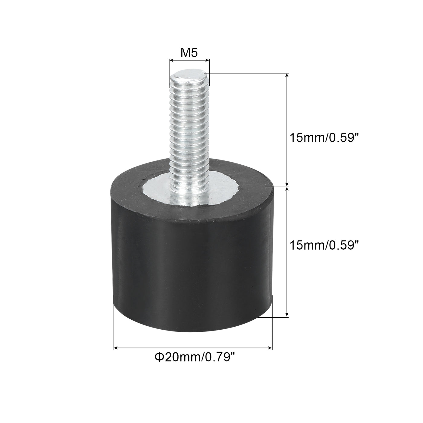 uxcell Uxcell M5 Thread Rubber Mounts, Vibration Isolators, Cylindrical W Studs 20 x 15mm 4pcs