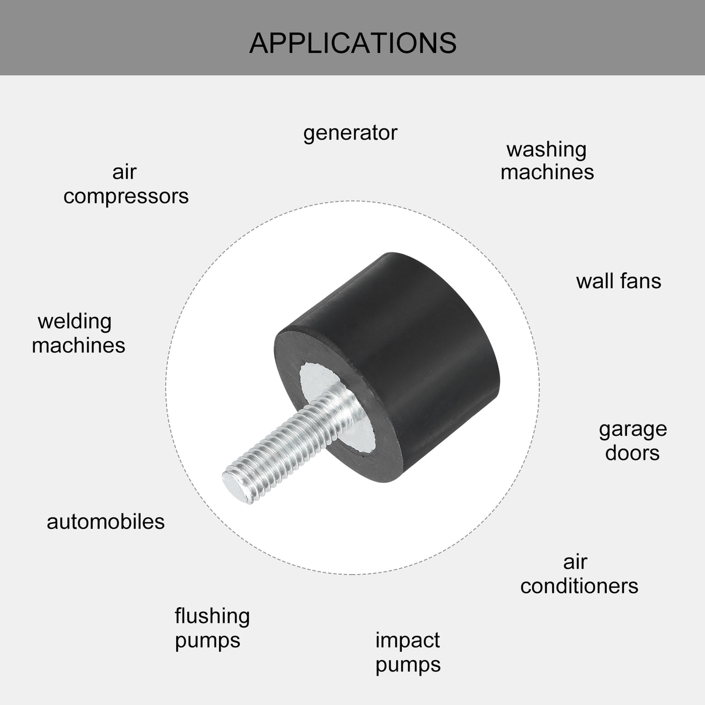 uxcell Uxcell M5 Thread Rubber Mounts, Vibration Isolators, Cylindrical W Studs 20 x 15mm 4pcs