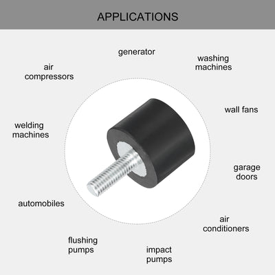 Harfington Uxcell M5 Thread Rubber Mounts, Vibration Isolators, Cylindrical W Studs 20 x 15mm 4pcs