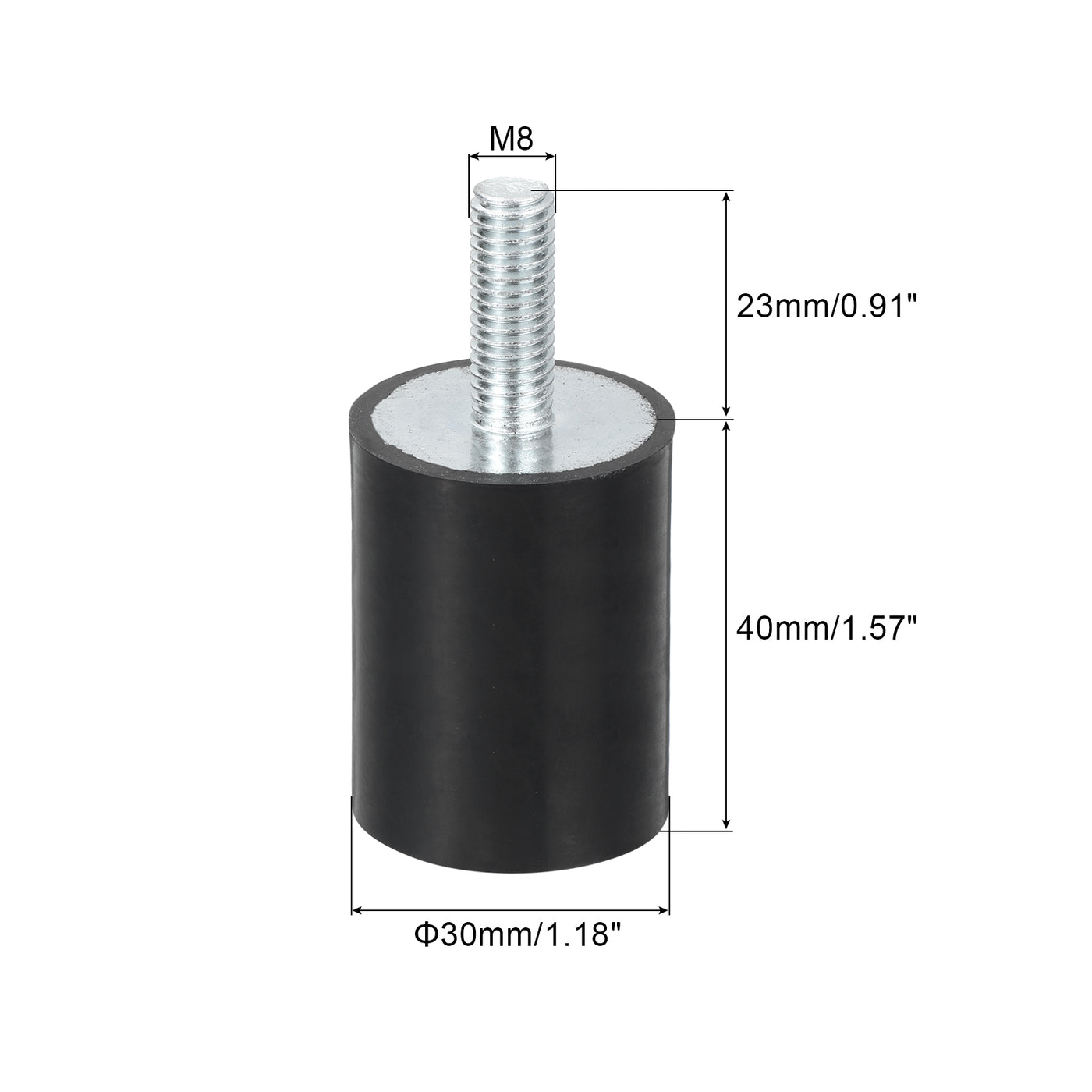 uxcell Uxcell M8 Gewindegummibuchsen, Schwingungsisolatoren, Zylindrischer Stoßdämpfer mit Stiften 30 x 40mm 4 Stück