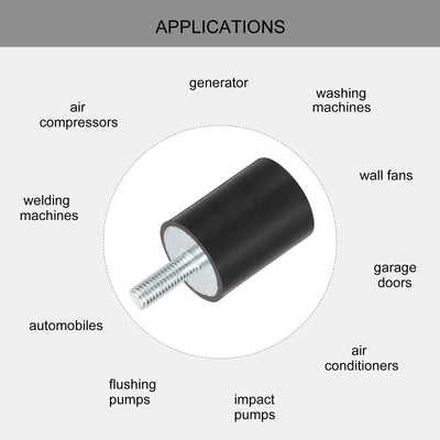 Harfington Uxcell M8 Gewindegummibuchsen, Schwingungsisolatoren, Zylindrischer Stoßdämpfer mit Stiften 30 x 40mm 4 Stück