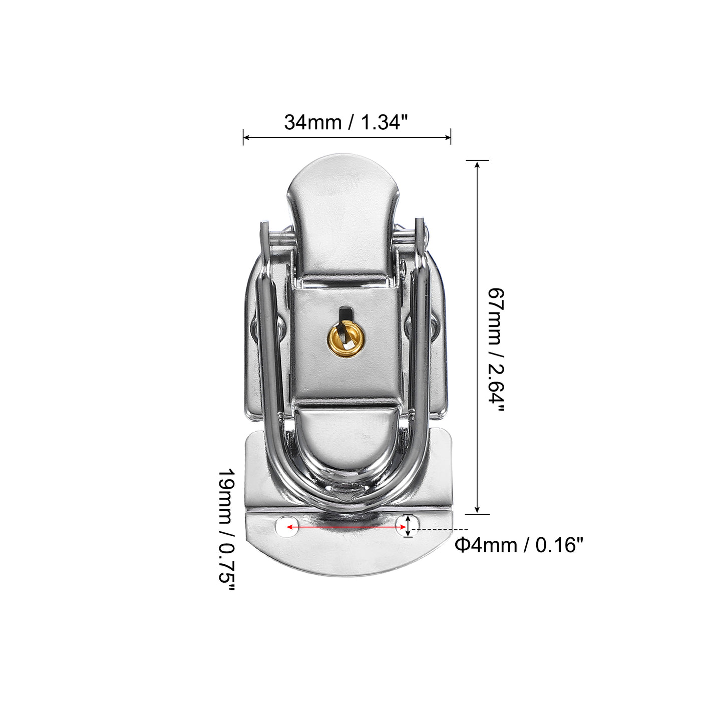 uxcell Uxcell Suitcase Lock Hasp 2.64"x1.34", Iron Toggle Catch Latch with Key,Silver