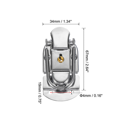 Harfington Uxcell Suitcase Lock Hasp 2.64"x1.34", Iron Toggle Catch Latch with Key,Silver