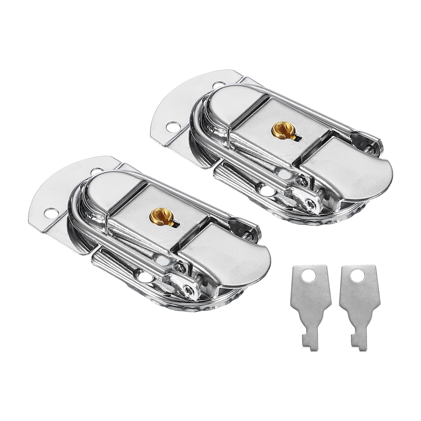 uxcell Uxcell Suitcase Lock Hasp 2.64"x1.34",2Pcs Iron Toggle Catch Latch with Key,Silver