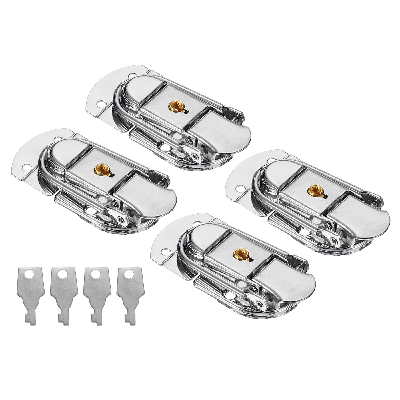 uxcell Uxcell Suitcase Lock Hasp 2.64"x1.34", 4Pcs Iron Toggle Catch Latch with Key,Silver