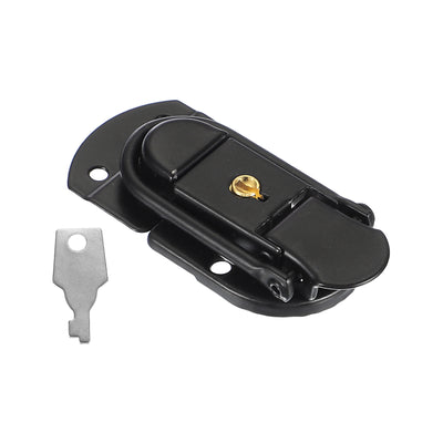 Harfington Uxcell Suitcase Lock Hasp 2.64"x1.34", Iron Toggle Catch Latch with Key,Black