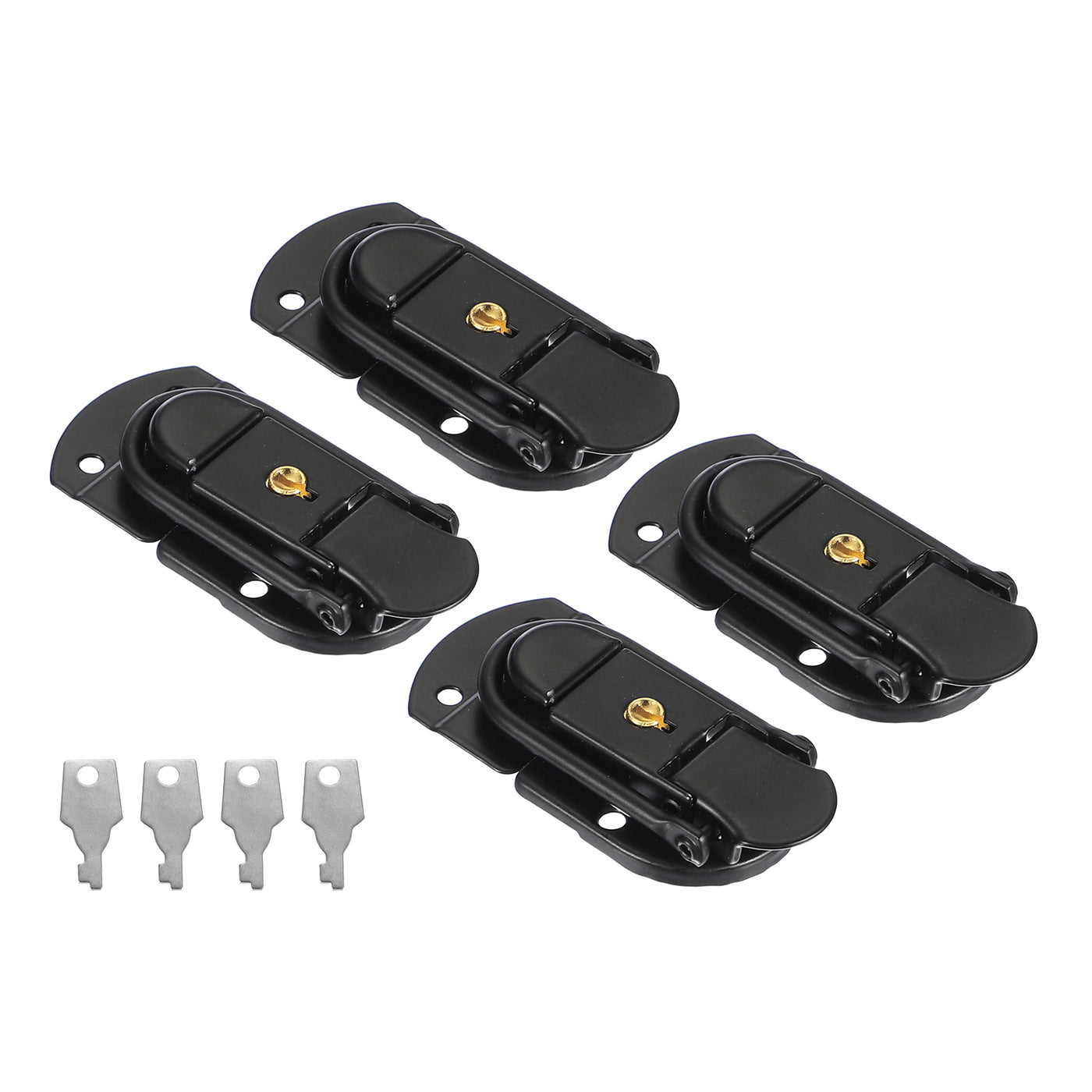 uxcell Uxcell Suitcase Lock Hasp 2.64"x1.34", 4Pcs Iron Toggle Catch Latch with Key,Black