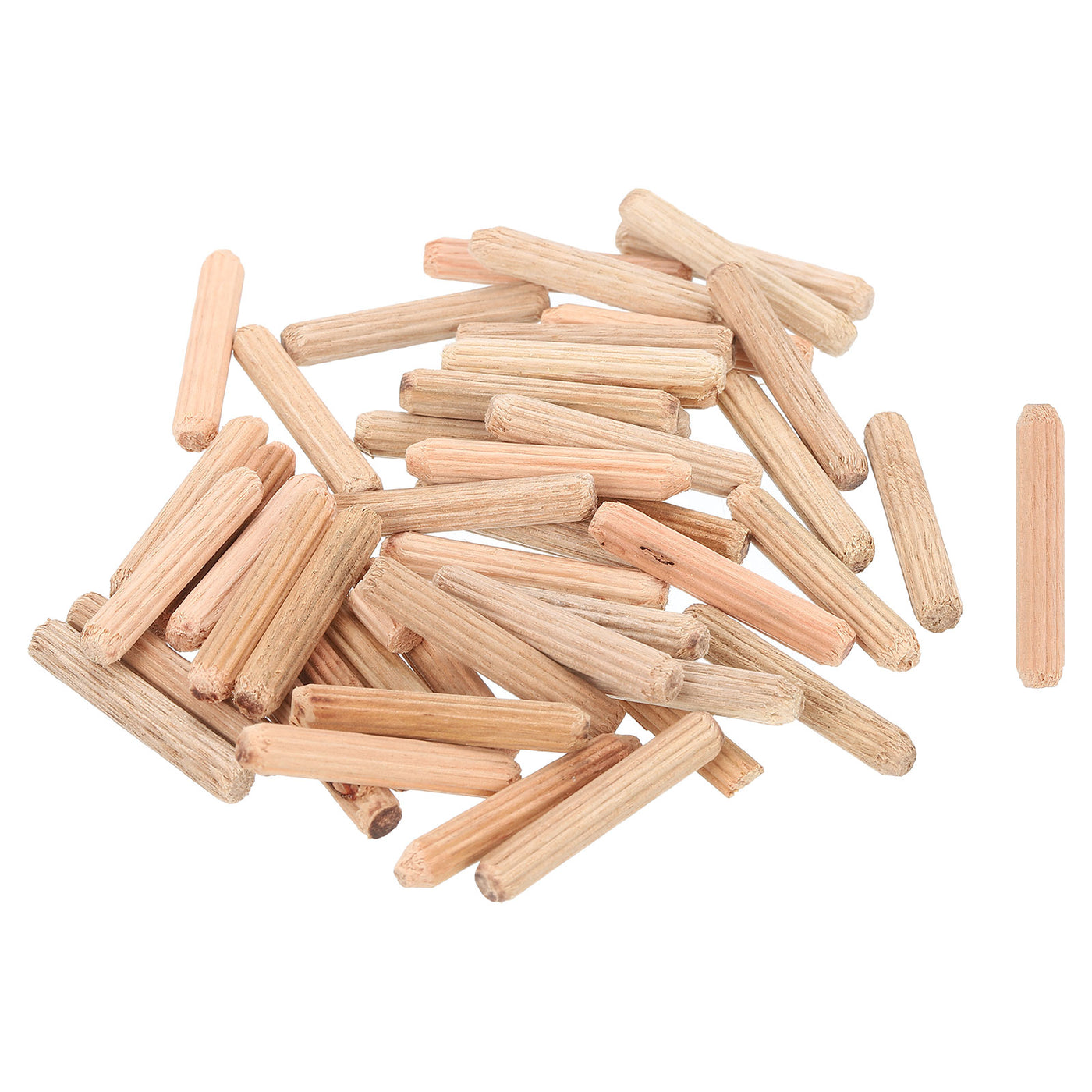 uxcell Uxcell 100Pcs 1/5" x 1-1/6" Wooden Dowel Pins, Furniture Woodwork Grooved Fluted Pin