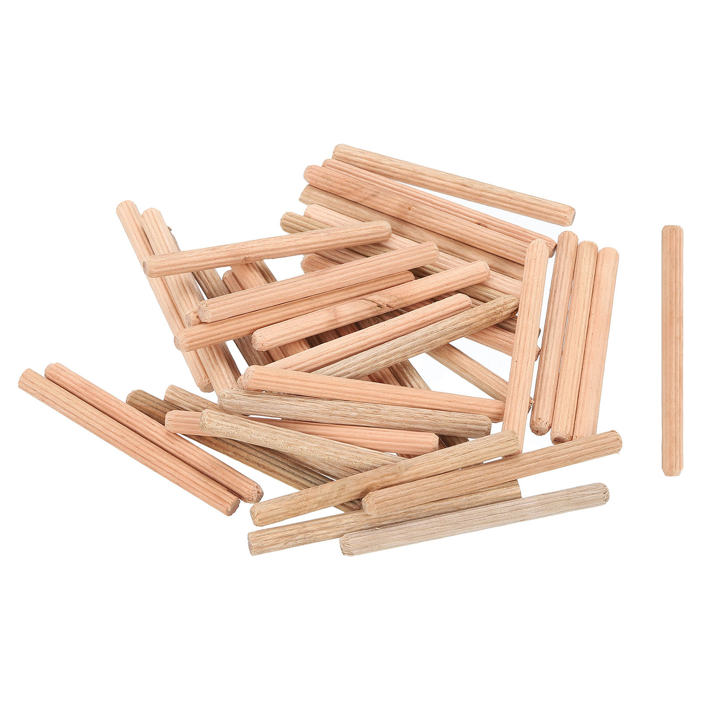 uxcell Uxcell 100Pcs 1/5" x 2-3/8" Wooden Dowel Pins, Furniture Woodwork Grooved Fluted Pin