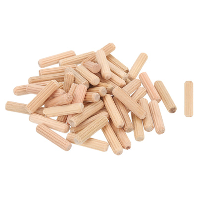 Harfington Uxcell 150Pcs 1/4" x 1" Wooden Dowel Pins, Furniture Woodwork Grooved Fluted Pin