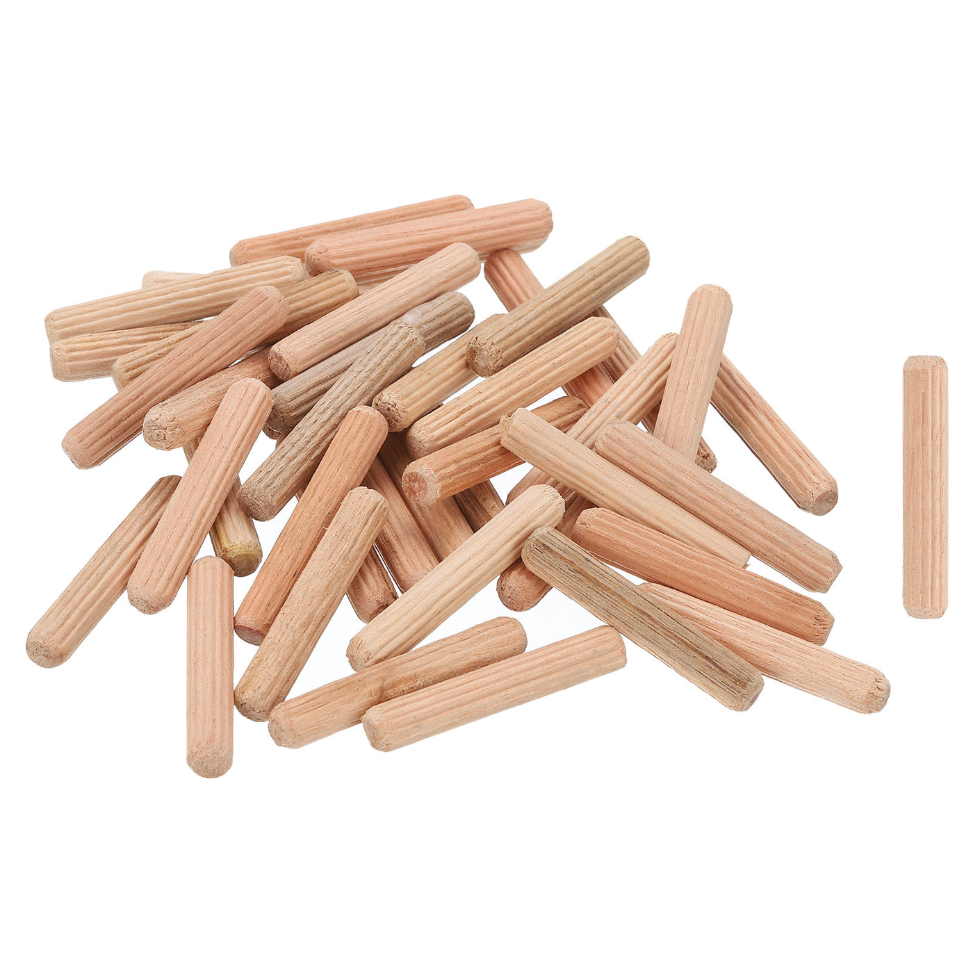 uxcell Uxcell 100Pcs 1/4" x 1-3/8" Wooden Dowel Pins, Furniture Woodwork Grooved Fluted Pin