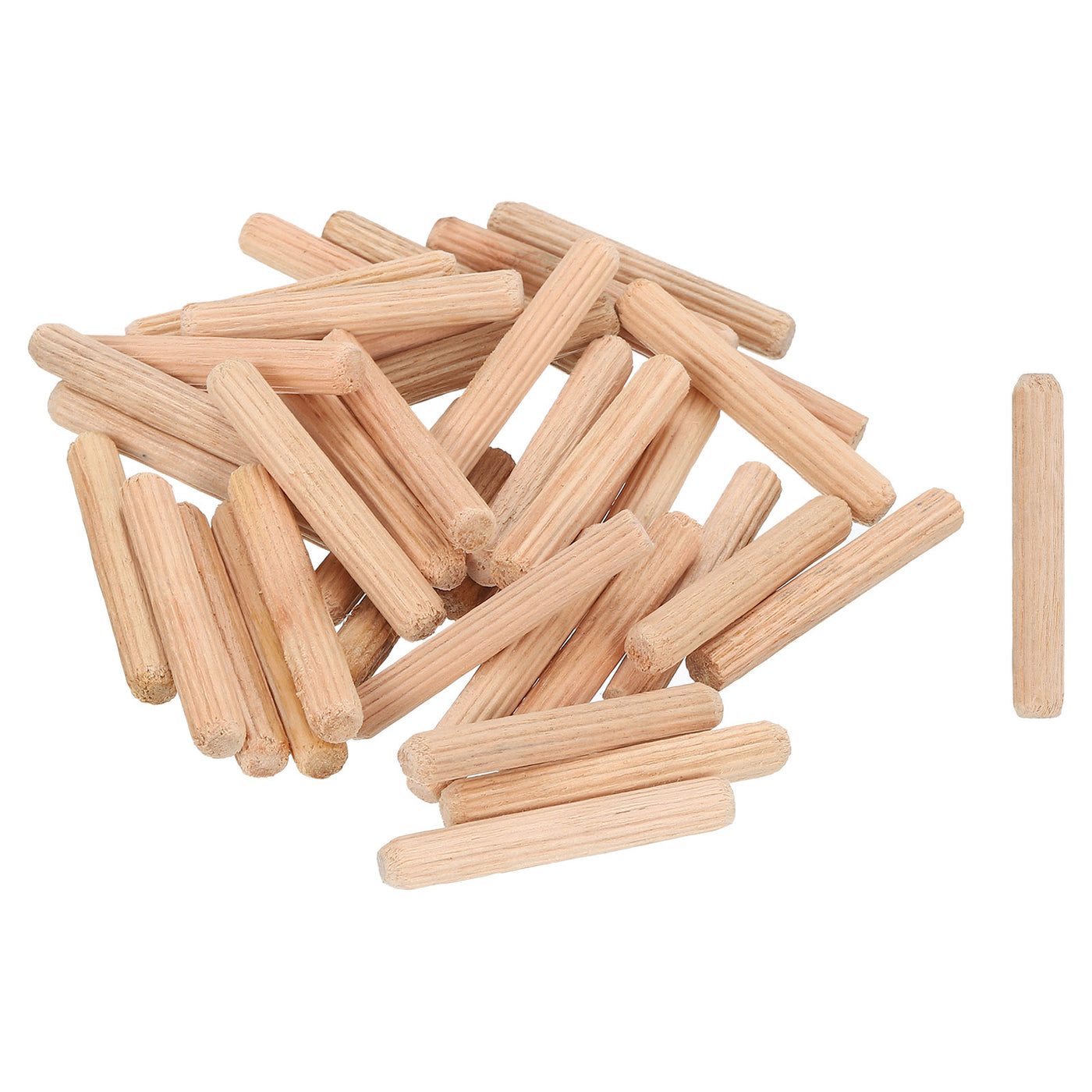 uxcell Uxcell 150Pcs 1/4" x 1-4/7" Wooden Dowel Pins, Furniture Woodwork Grooved Fluted Pin