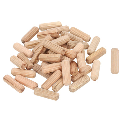 Harfington Uxcell 200Pcs 1/3" x 1" Wooden Dowel Pins, Furniture Woodwork Grooved Fluted Pin