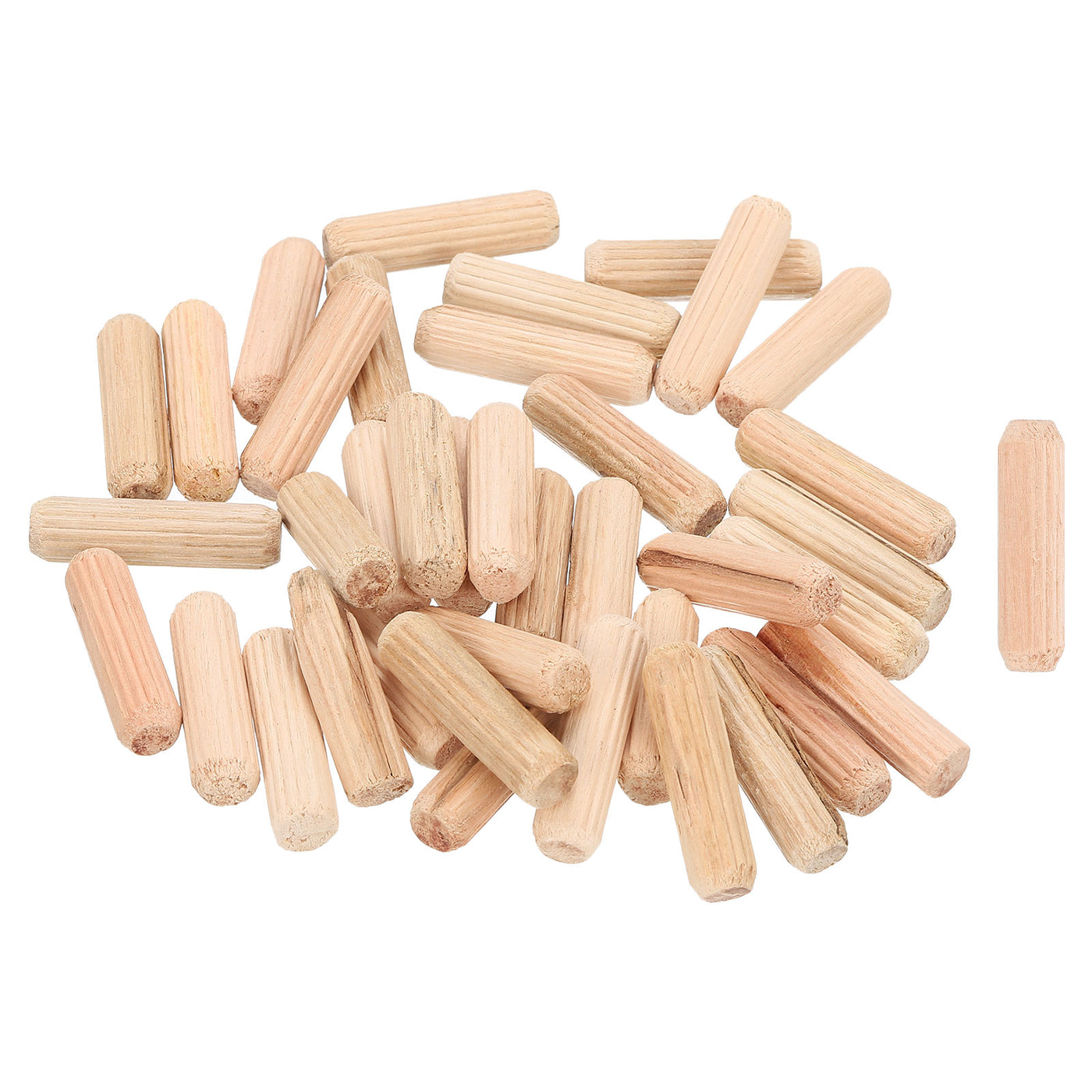 uxcell Uxcell 150Pcs 1/3" x 1-1/6" Wooden Dowel Pins, Furniture Woodwork Grooved Fluted Pin