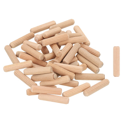 Harfington Uxcell 200 Stück 1/3" x 1-3/8" Holzdübel, Holzdübelstangen, Möbelholzverbindungsstifte, Holzdübel mit Nut für Handwerk, DIY-Projekte