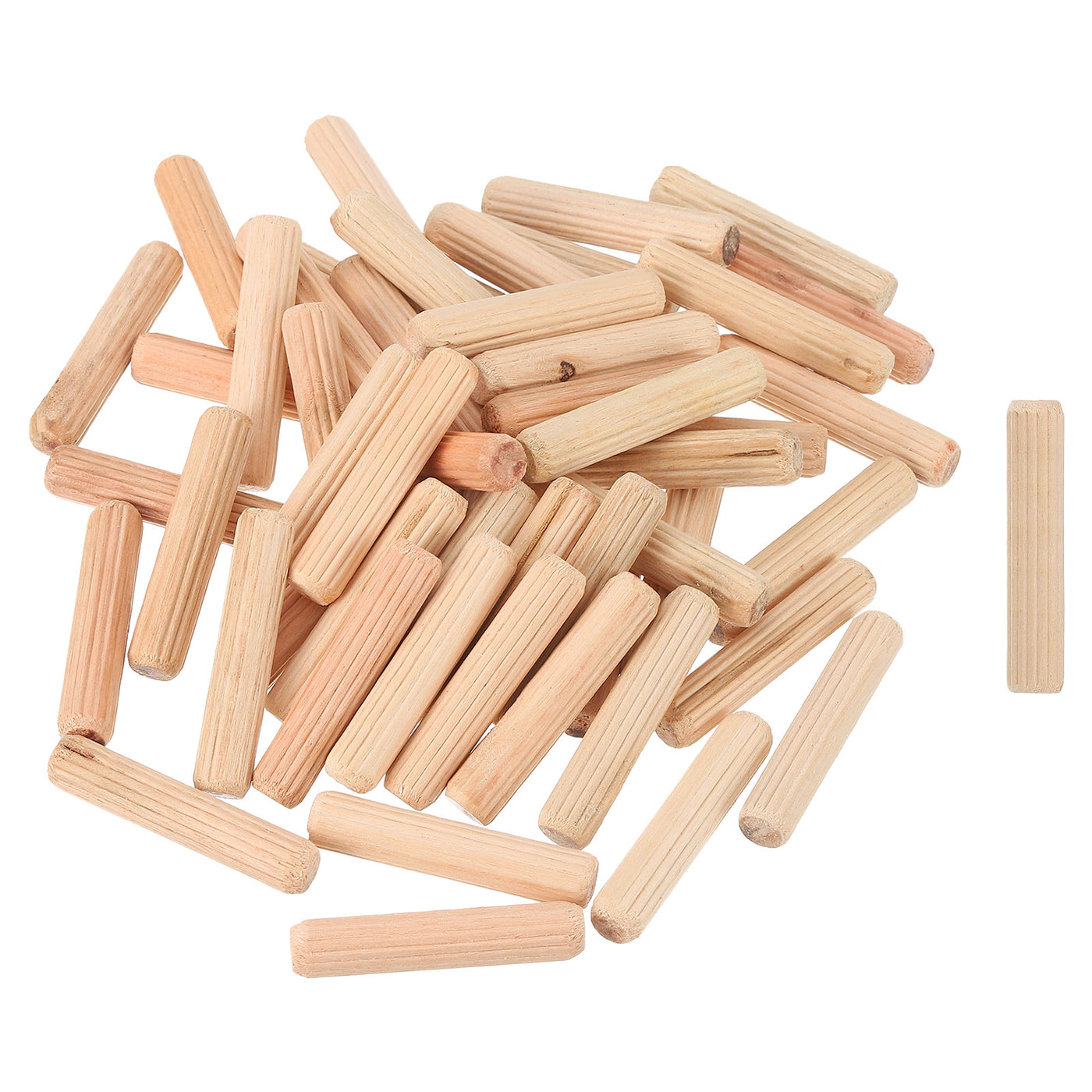 uxcell Uxcell 200Pcs 1/3" x 1-4/7" Wooden Dowel Pins, Furniture Woodwork Grooved Fluted Pin