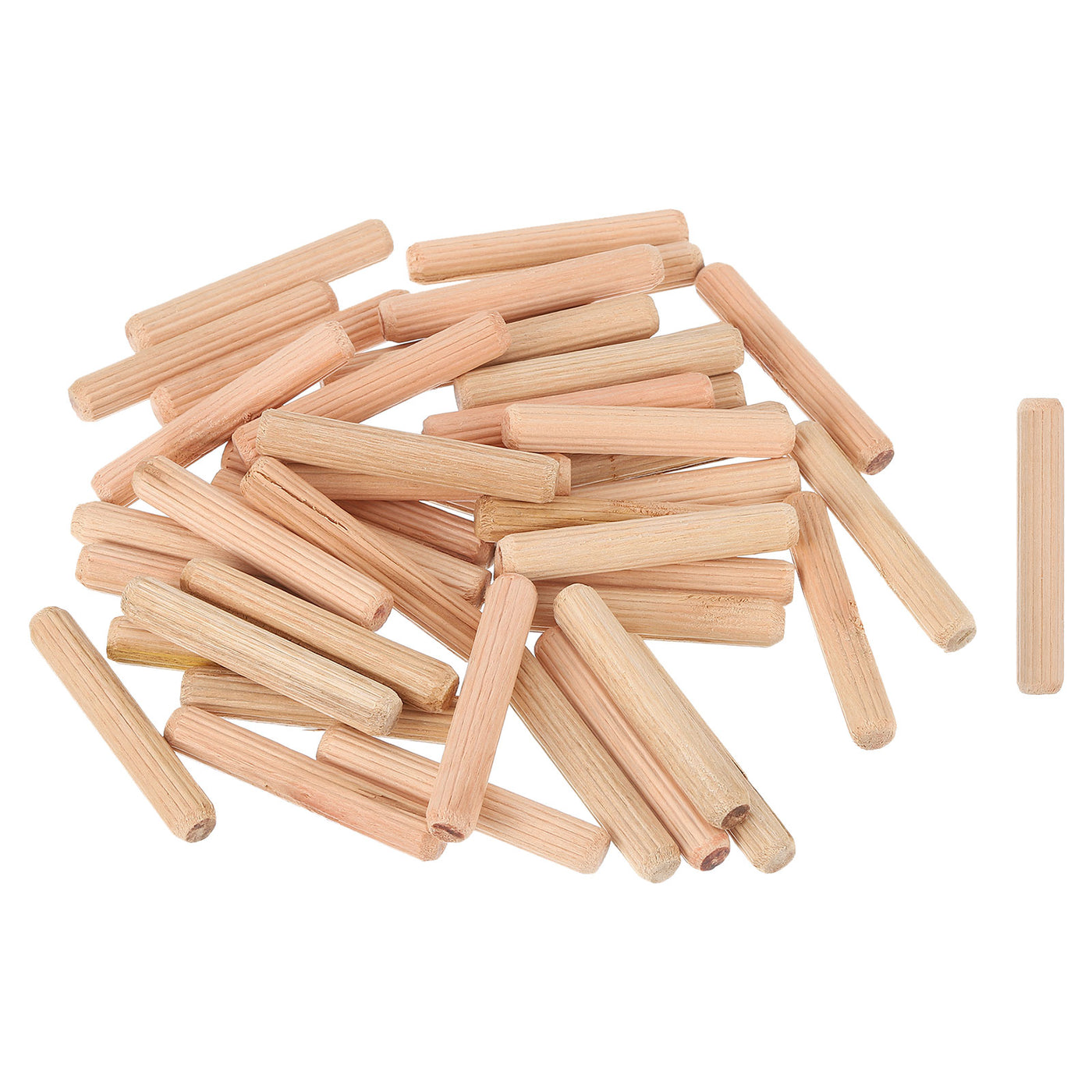 uxcell Uxcell 300Pcs 5/16" x 2" Wooden Dowel Pins, Furniture Woodwork Grooved Fluted Pin