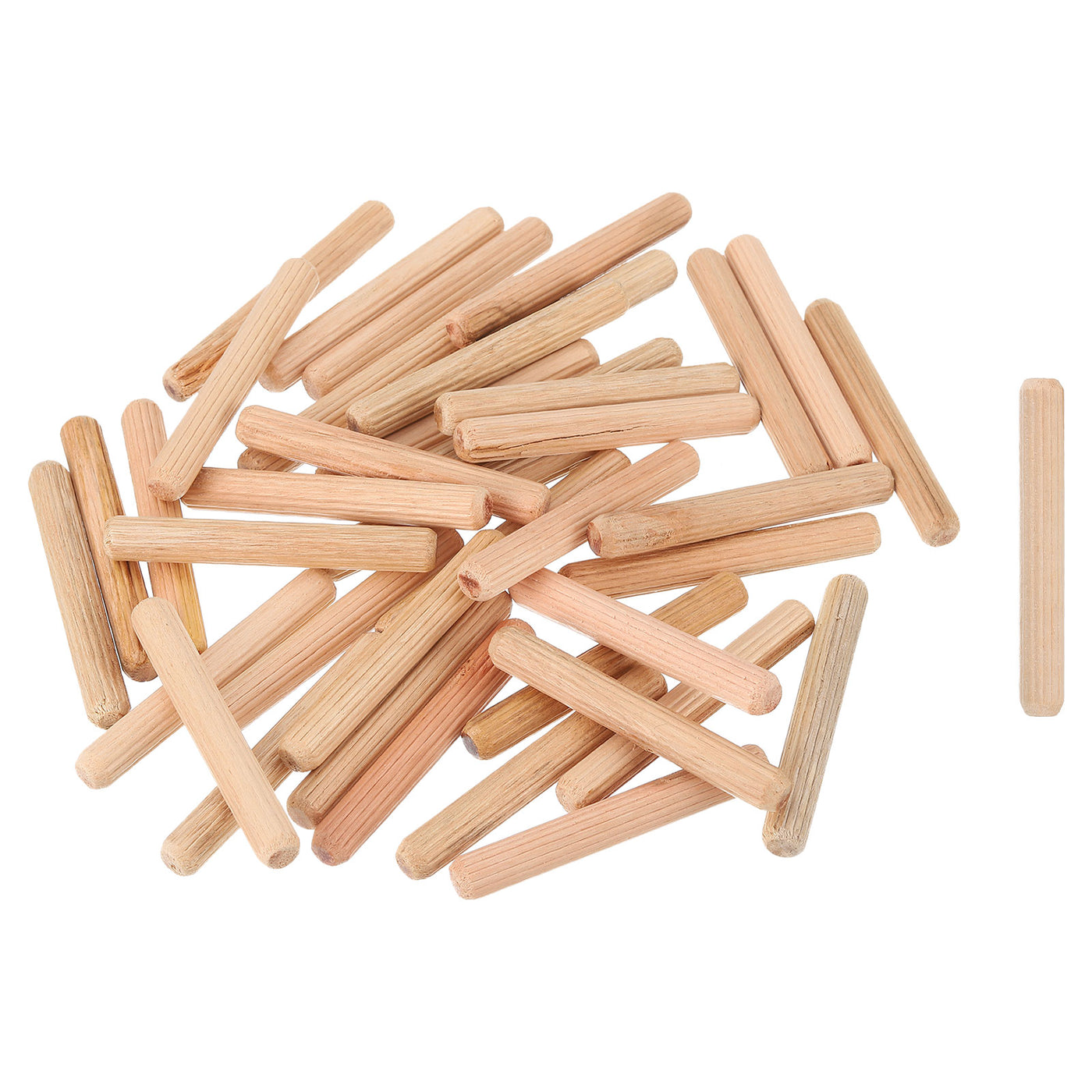 uxcell Uxcell 120Pcs 1/3" x 2-3/8" Wooden Dowel Pins, Furniture Woodwork Grooved Fluted Pin