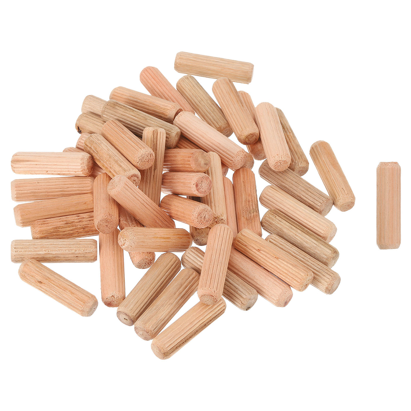 uxcell Uxcell 50Pcs 2/5" x 1-3/8" Wooden Dowel Pins, Furniture Woodwork Grooved Fluted Pin