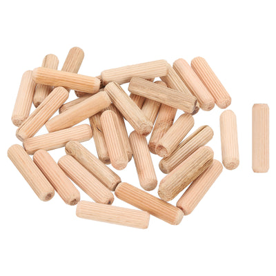 Harfington Uxcell 150Pcs 2/5" x 1-4/7" Wooden Dowel Pins, Furniture Woodwork Grooved Fluted Pin