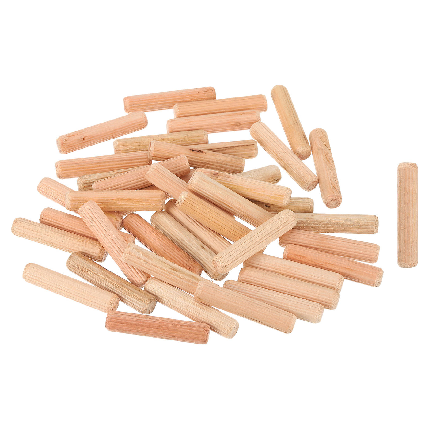 uxcell Uxcell 120Pcs 3/8" x 2" Wooden Dowel Pins, Furniture Woodwork Grooved Fluted Pin