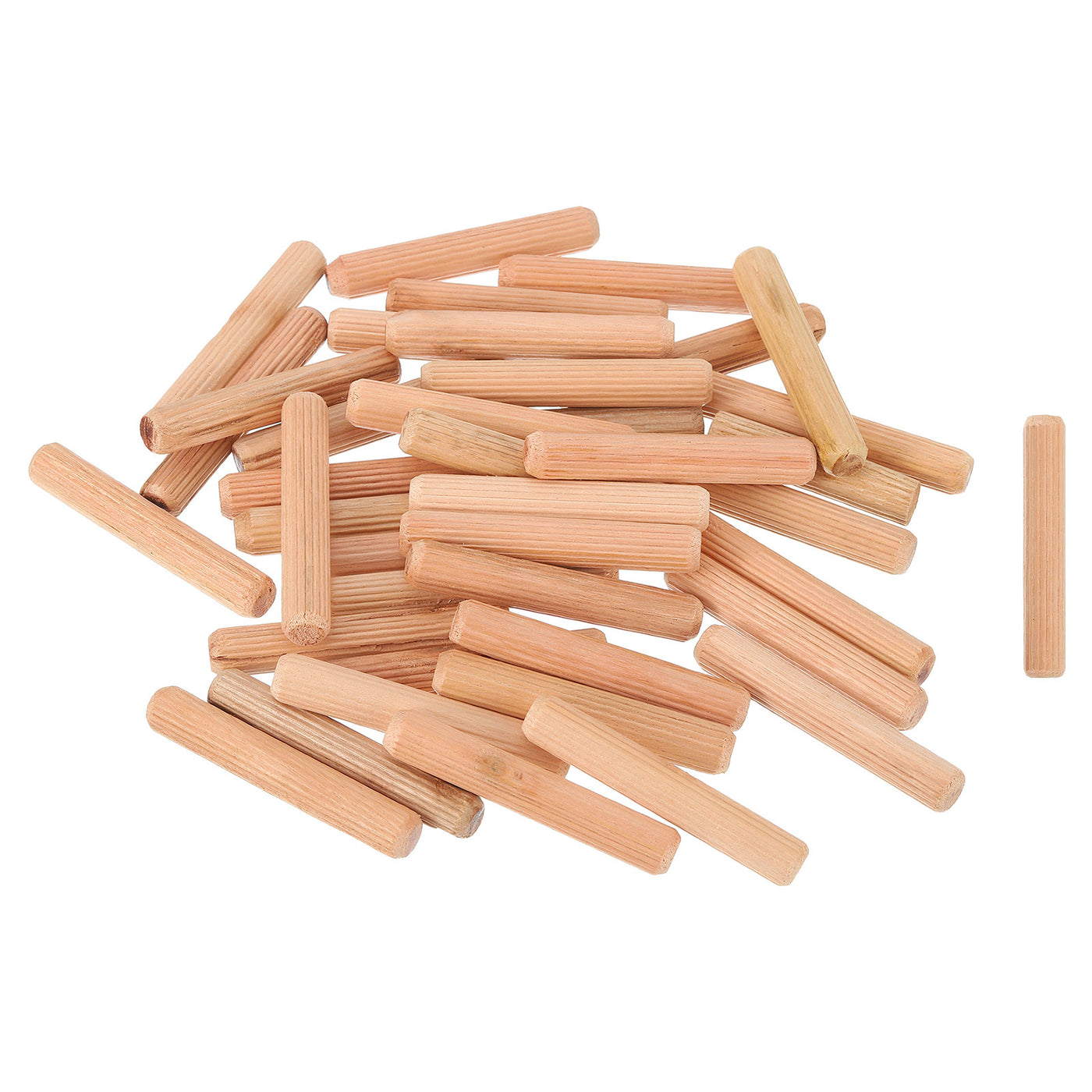 uxcell Uxcell 50Pcs 2/5" x 2-3/8" Wooden Dowel Pins, Furniture Woodwork Grooved Fluted Pin