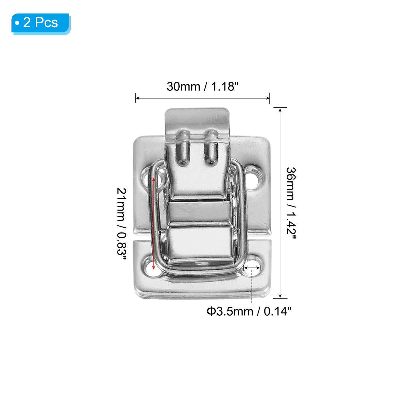 uxcell Uxcell Toggle Latches Catch Chest, 2Pcs Suitcase Boxes Buckles Trunk Lock Hasp,Silver