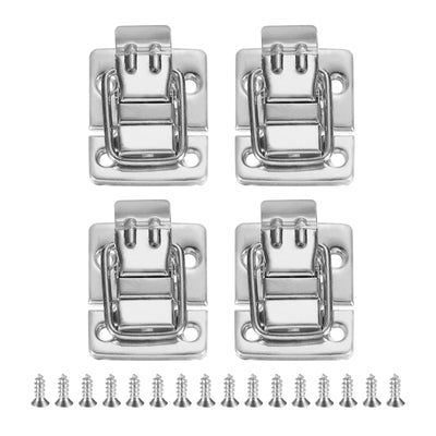 Harfington Uxcell Toggle Latches Catch Chest, 4Pcs Suitcase Boxes Buckles Trunk Lock Hasp,Silver