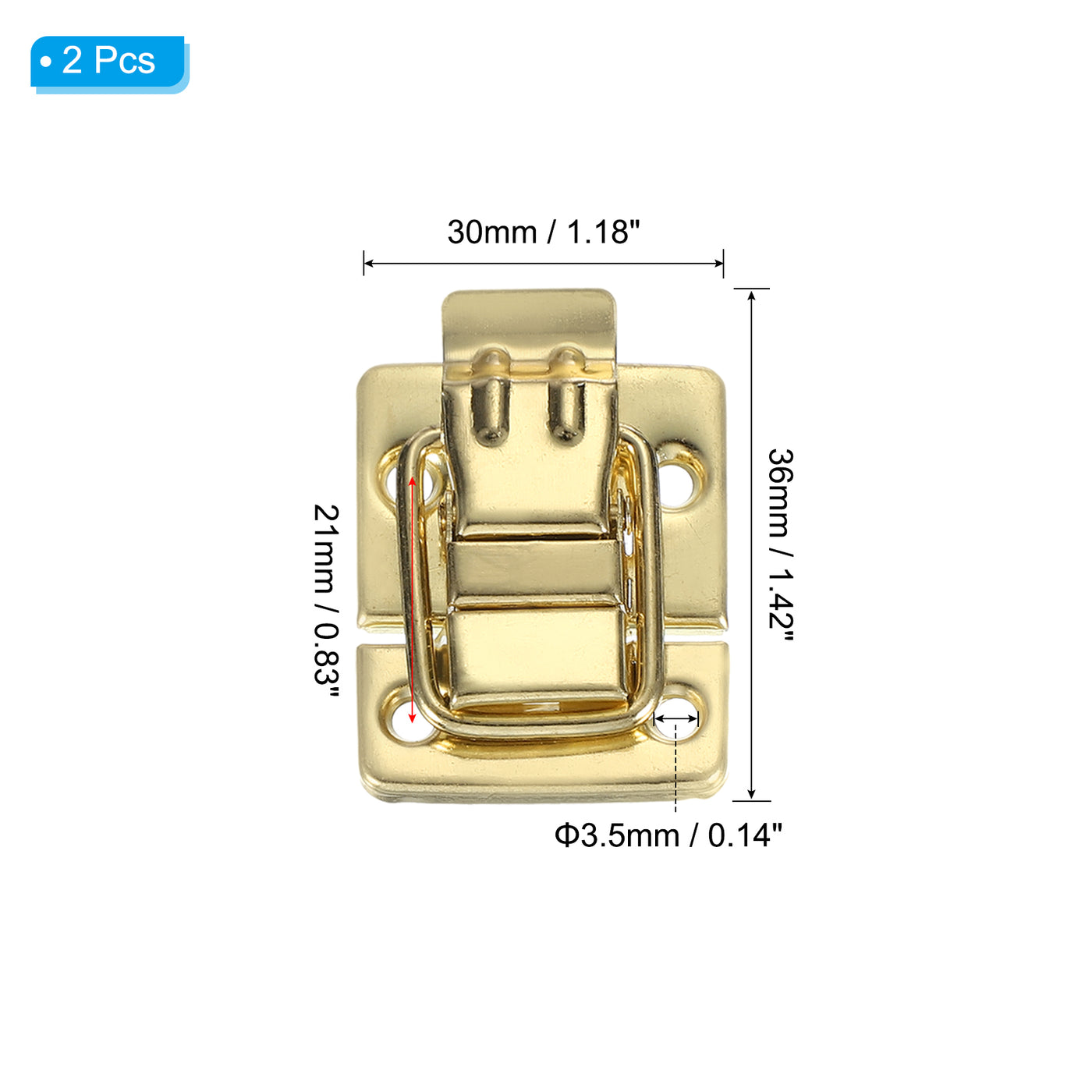 uxcell Uxcell Toggle Latches Catch Chest, 2Pcs Suitcase Boxes Buckles Trunk Lock Hasp,Gold