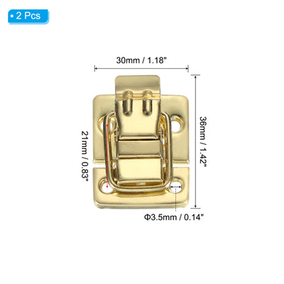 Harfington Uxcell Toggle Latches Catch Chest, 2Pcs Suitcase Boxes Buckles Trunk Lock Hasp,Gold